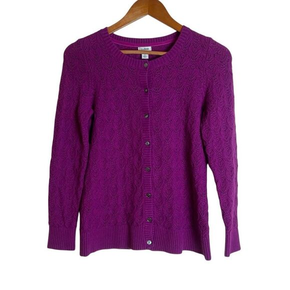 L.L. Bean pink merino‎ wool & cashmere blend cardigan - Picture 1 of 8